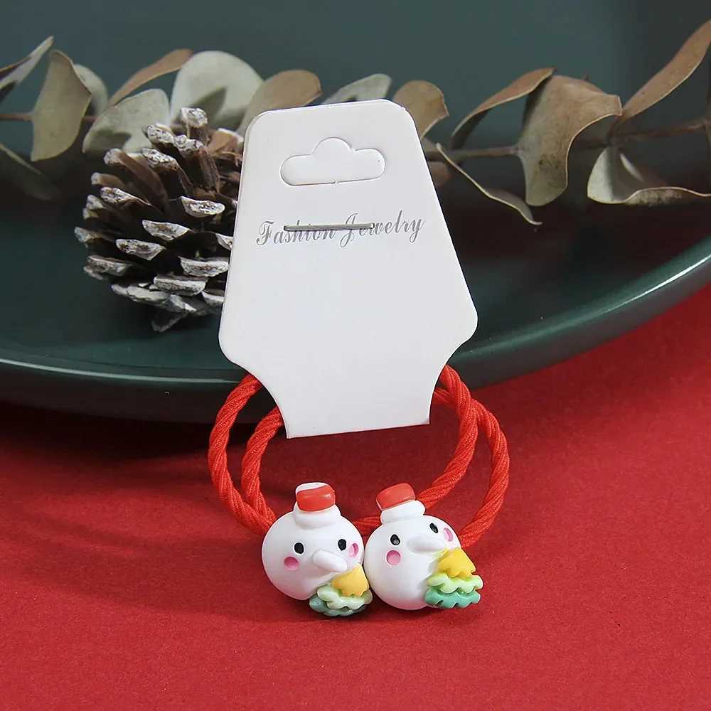 2Pcs Girls Christma Hair Bands Elastic Scrunchie Ponytail Ties Rubber Band Hair Accessories Cartoon Cute Baby Headwear Ring GiftX241022