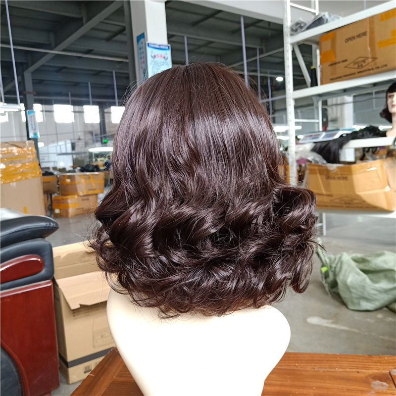Wig women's short curly hair full head hairstyle net celebrity bangs wool curly short hair