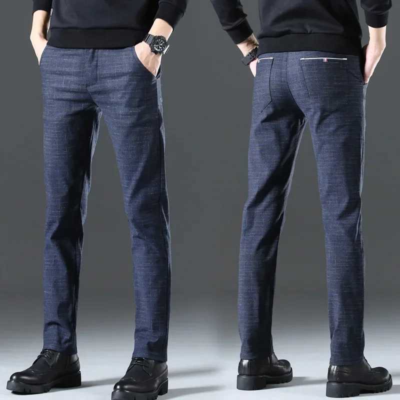 Fashion Men Comfort Casual Business Formal Stretch Skinny Straight Suit Pants Solid Color Slim Fit Man Pencil TrousersX241023