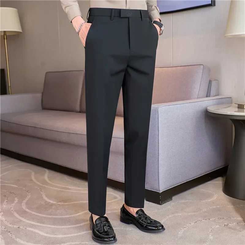 Dress Pants Men 2024 Autumn New Embroidered Suit Pants Business Casual Slim Fit Solid Casual Formal Dress Trousers Men ClothingX241023