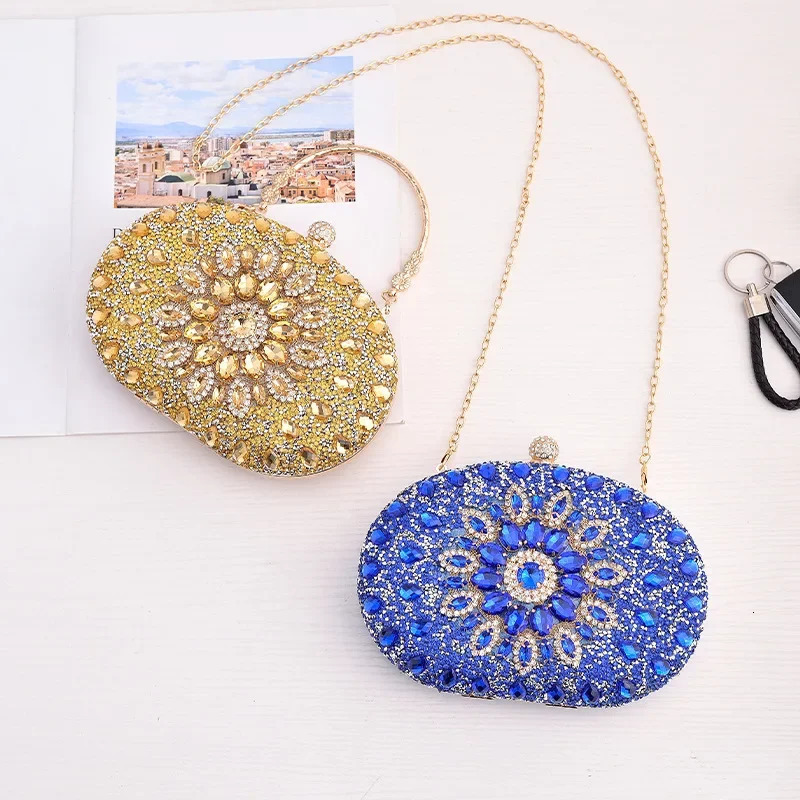 Womens Evening Clutch Bag Wedding Gift Flower Diamond Clutch Wallet Chain er Party Bag with Metal Handle 241023