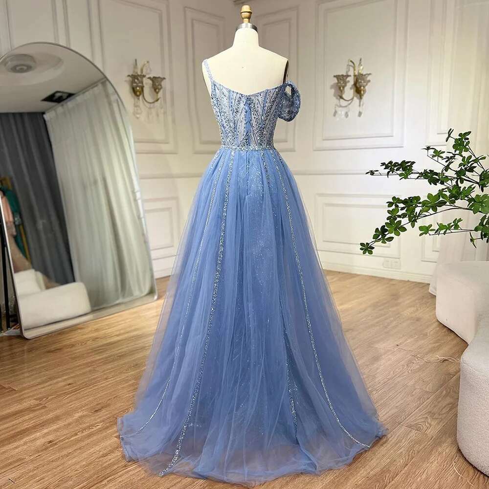 Serene Hill Golden Mermaid Evening Dress With Skirt - Women's Grey Beaded Spaghetti Strap Party 2024