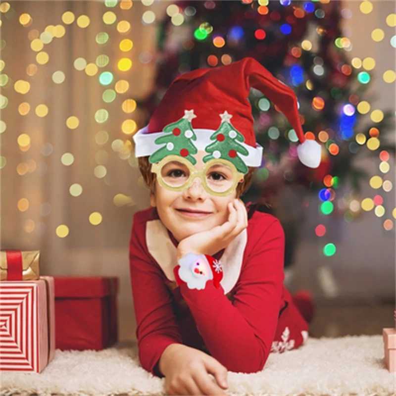 20PCS Christmas Ornaments Set Glasses Headbands Christmas Hats Bracelet Adult Children New Year Gift Holiday Decorations HoldersX241022
