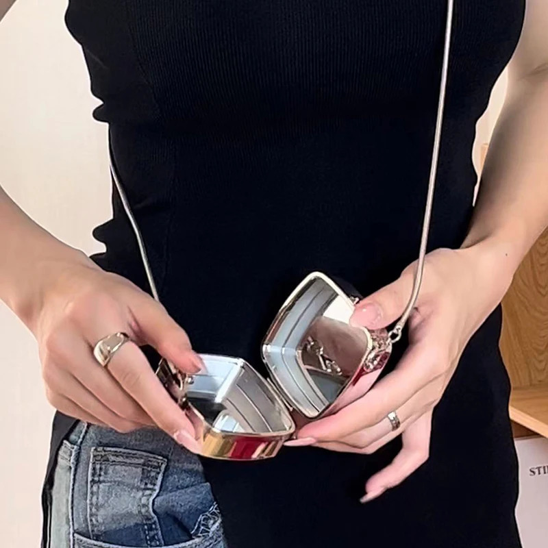 Womens mini smooth acrylic round small bag fashionable mini square bag single shoulder cross body coin purse small headphone bag 241023