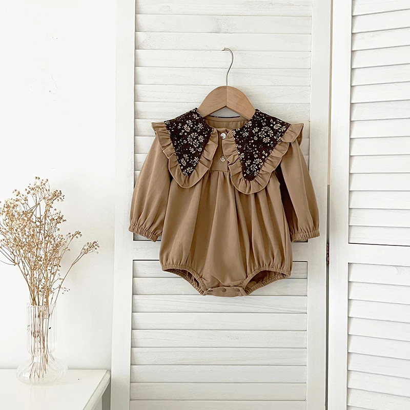 Autumn Baby Girl Dress Large lapel Vintage Long Sleeve Dress Baby Bodysuit Family Matching sisters Set Baby Princess Dress 241022