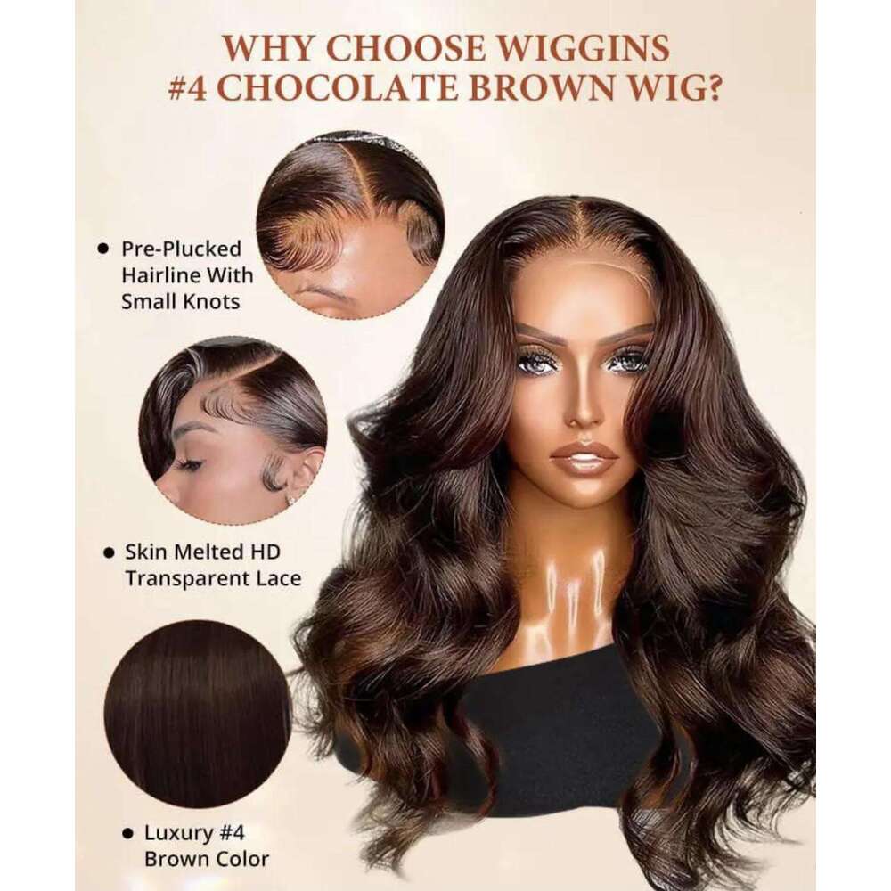 FABA Human 7x5 Wear and Go Glueless Pre Plucked #4 Chocolate Brown Body Wigs with Baby Hair