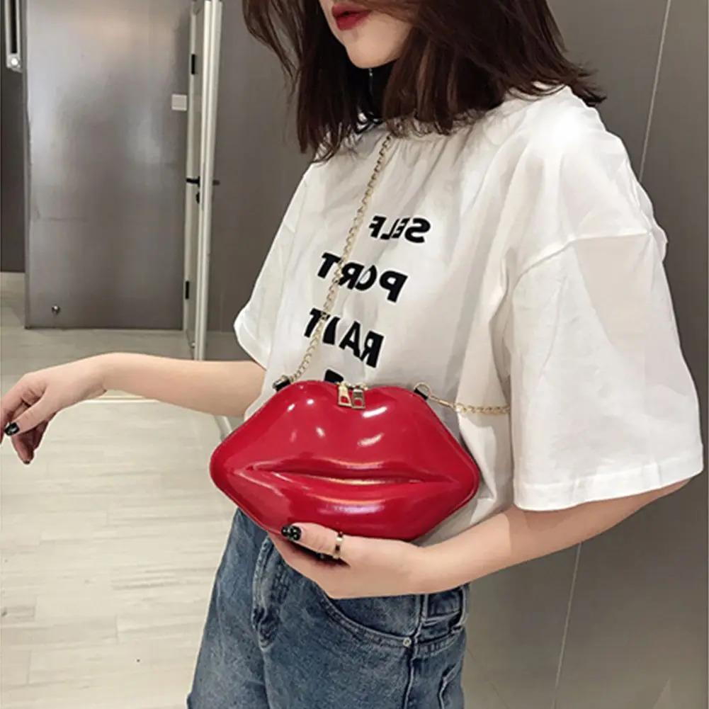 Handbags coin bags coin bags tote bags lip shaped bags shoulder bags PVC handbags mini crossover bags 241023