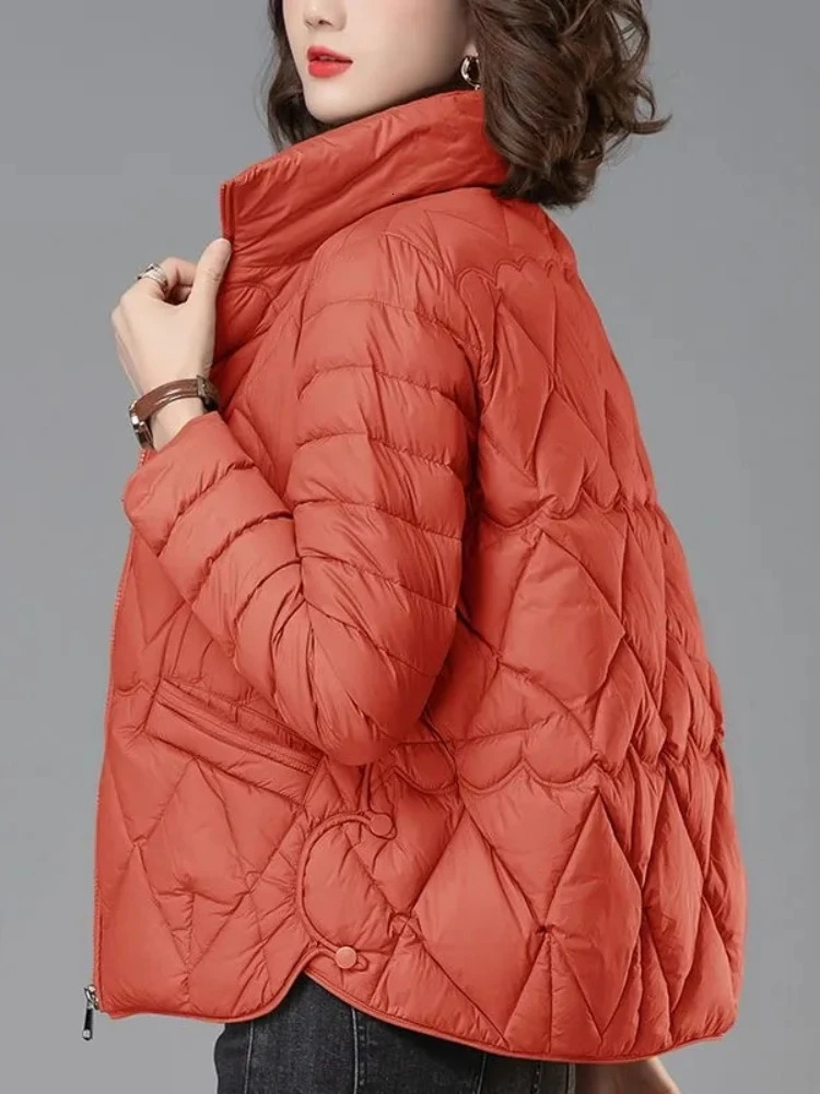 Lightweight down cotton jacket womens coat autumn item middle-aged and elderly mother clothing short sleeved cotton jacket womens coat 241023