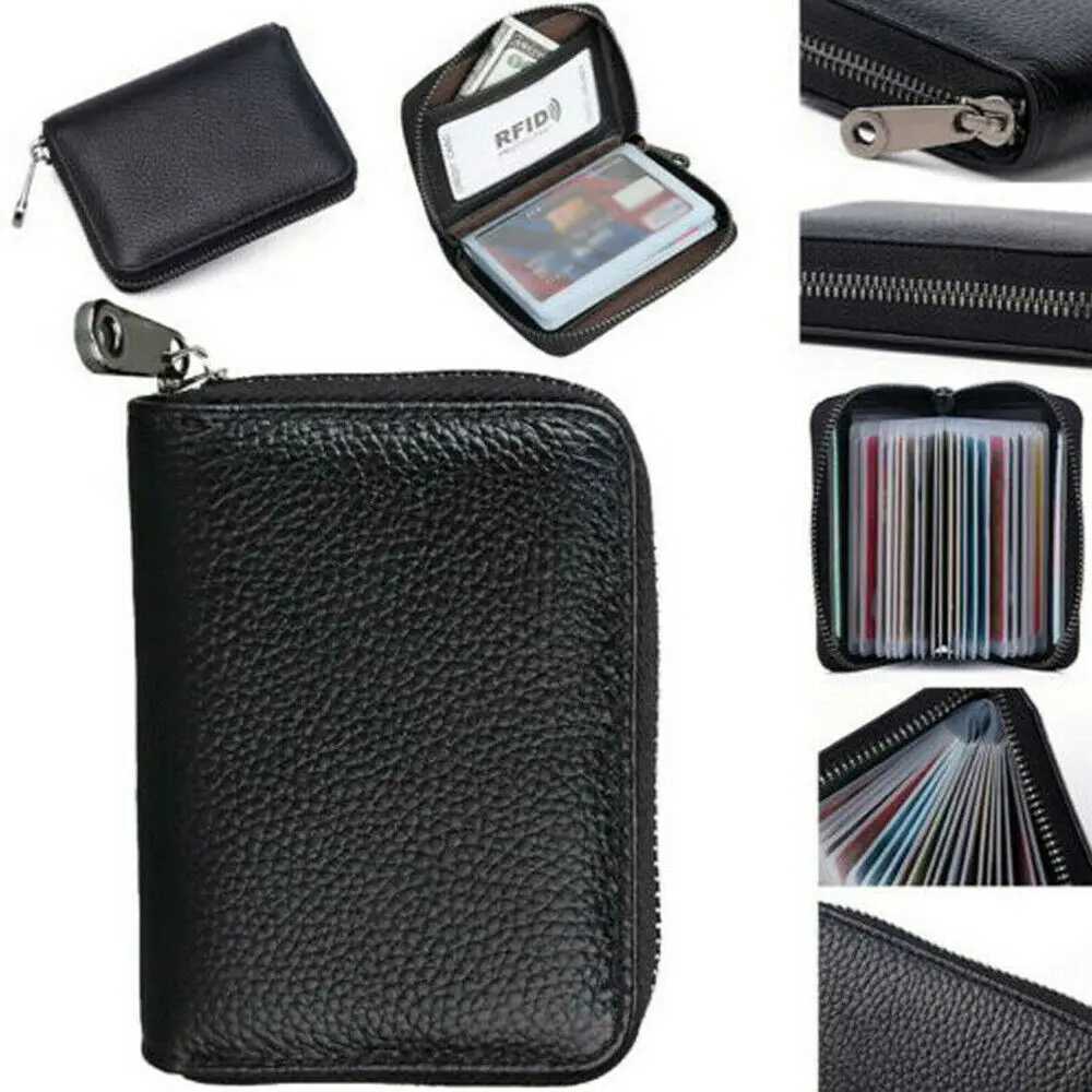 New Mini Leather 20 Card Wallet Mini Leather Wallet Business Box Wallet Bracket RFID Blocked Carteira Masculina Porte Carte Z250411