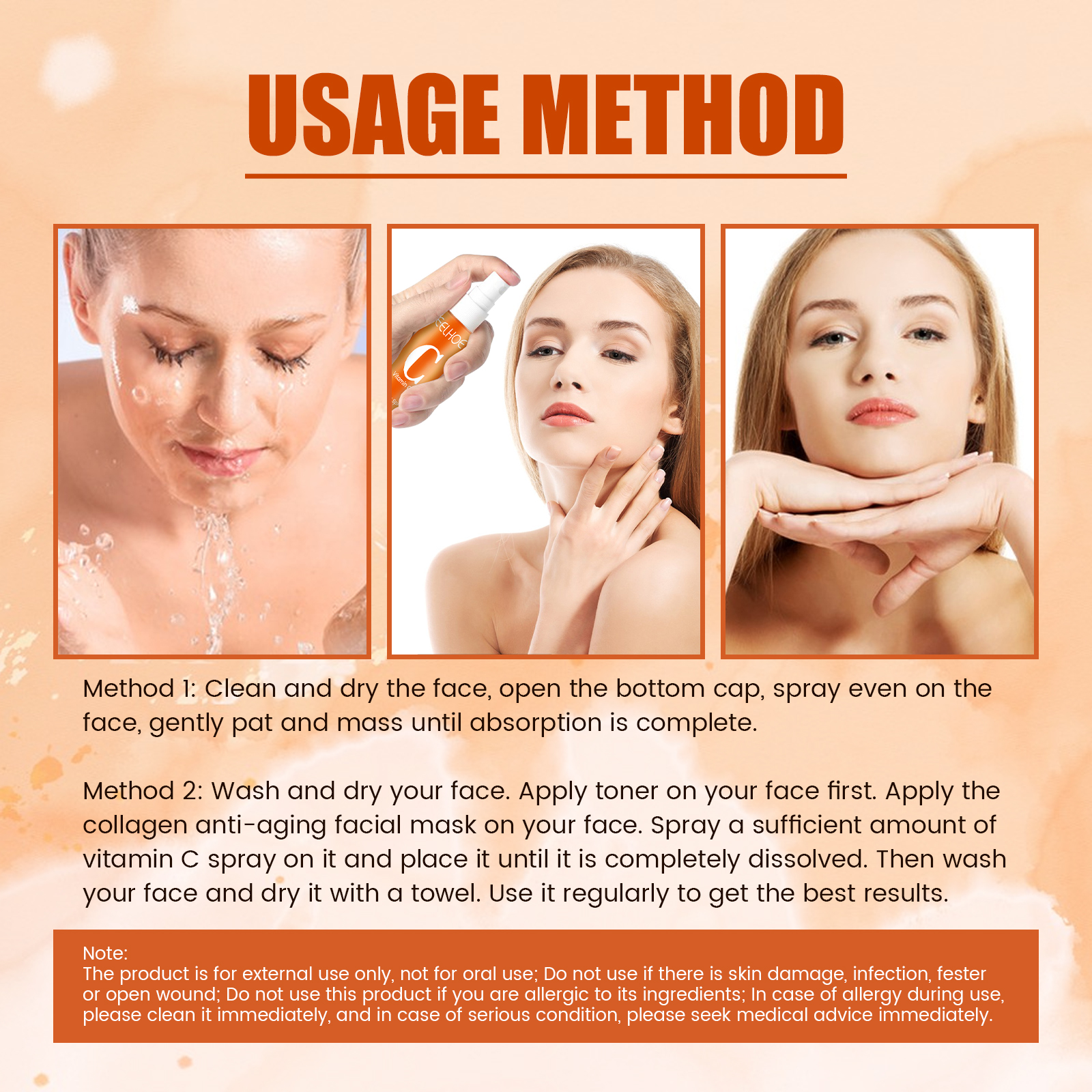 US Stock EELHOE Vitamin C Moisturizing Mist Hydrating and moisturizing skin acne blemish rejuvenating and whitening spray