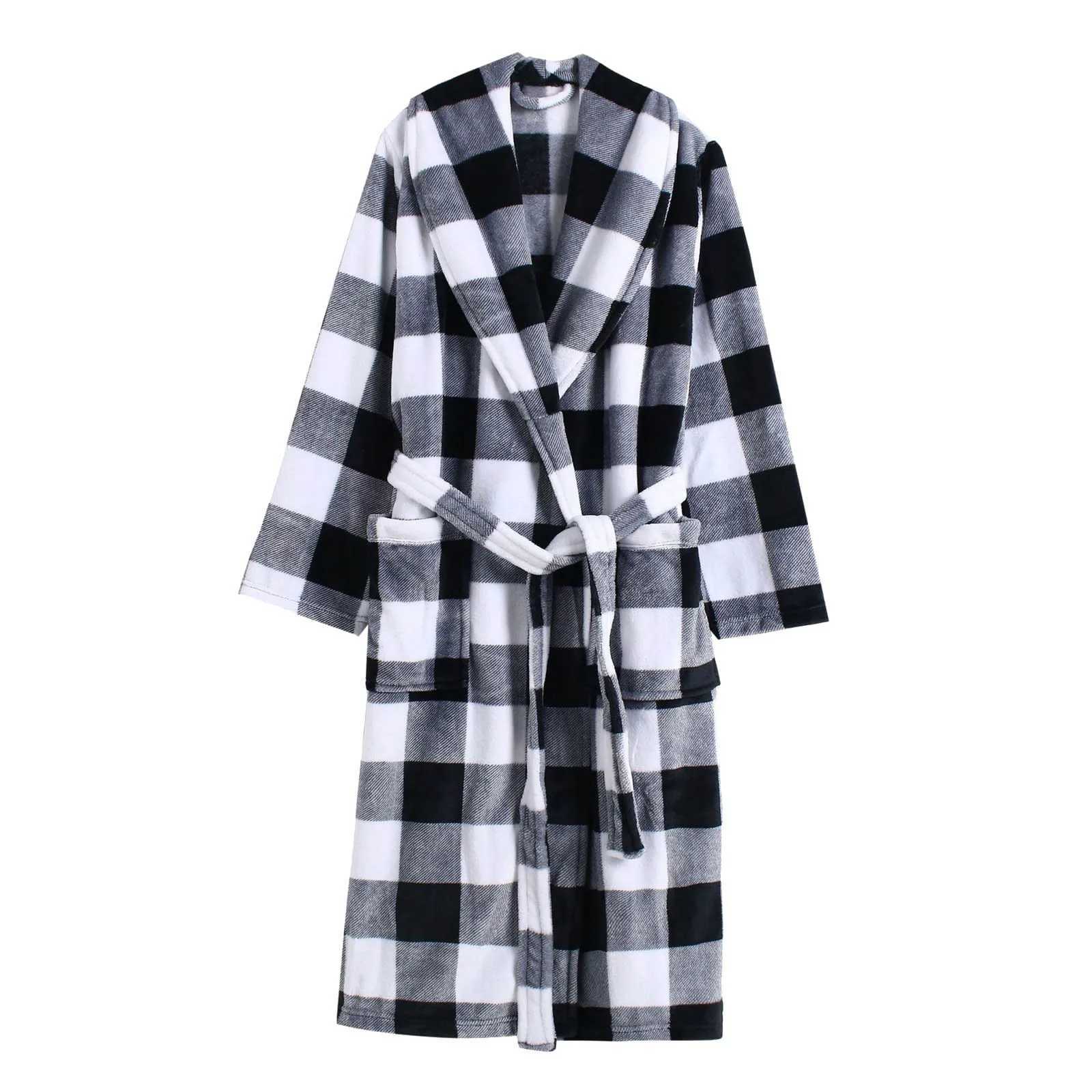 Winter thick warm plush pajamas fashionable mens flannel yukata soft and comfortable couple yukata W241023