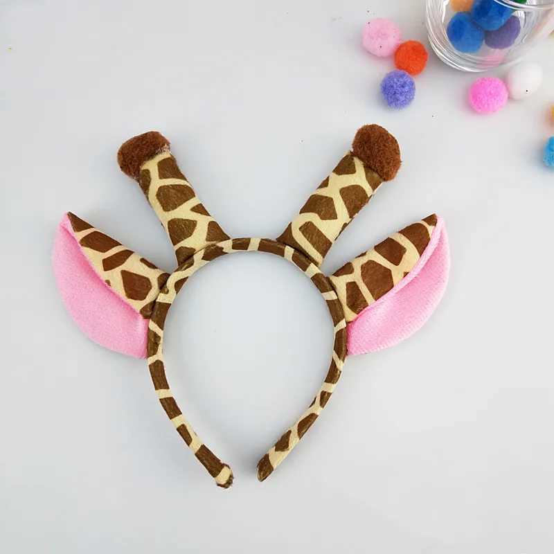 Cartoon Lovely Fluffy Plush Giraffe Ears Headband Female Cosplay Props Hair Hoop for Christmas Hair Band Women Hair AccessoriesX241021