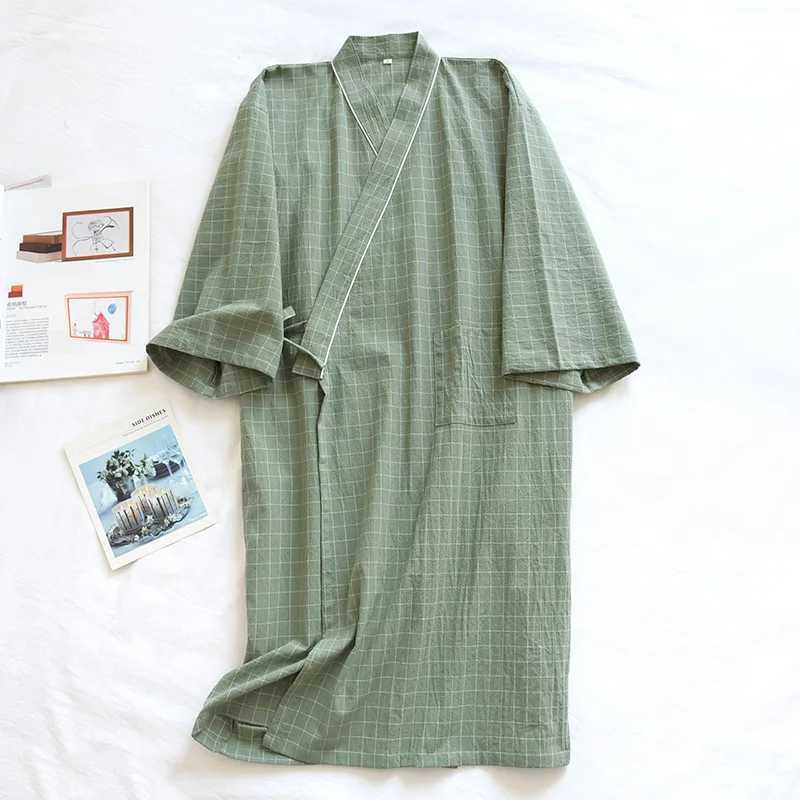 Japanese Kimono Bathroom Summer New Cotton Couple Night Light Family Service Womens Thin Large Mens Plain Kimono Robe W241023