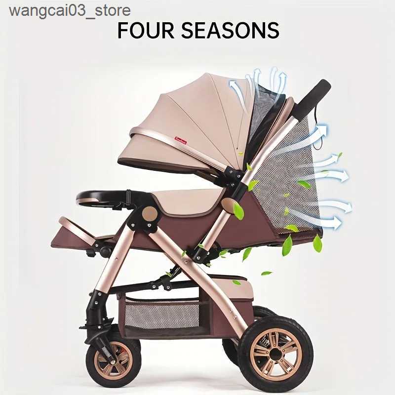 Strollers# Foldable Baby Stroller Sit Lie Portable 360 Swivel Front Wheel Trolley Cart Large Two-way Stroller with Sunshade for Infants L240910