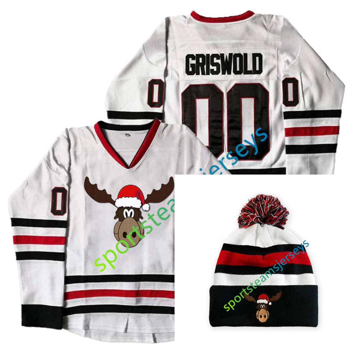 Christmas Vacation customize #00 Family Hockey Jersey & Knitted Pom Beanie Set