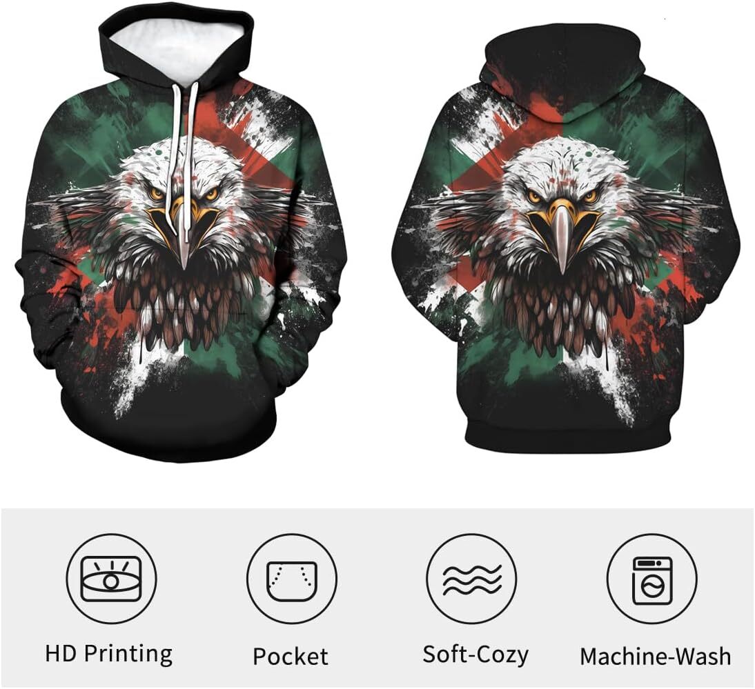 Hoodie for Mens Womens Retro Mexican Eagle 3D Print Hoodie Mexico Graphic Hoodies Sweatshirt Pullover For Men Graphic Hoodies sweatshirt Hip hop Warmt