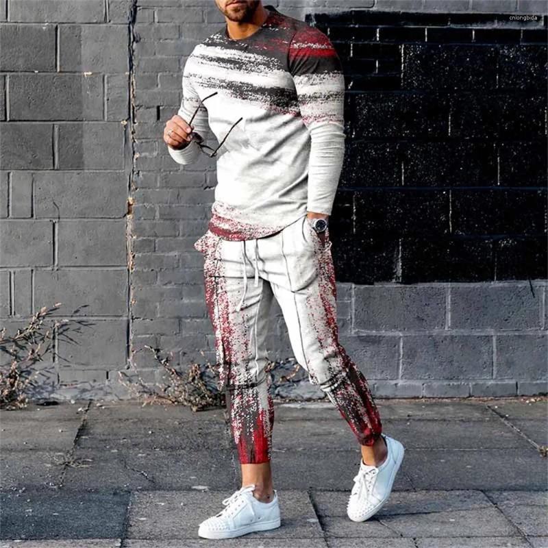 Men's Tracksuits 2024 Autumn Tracksuit Long Sleeve T Shirt Sweatpants Suit Men Streetwear Vintage Sweatshirt Oversized Clothing 2 Piece Sets