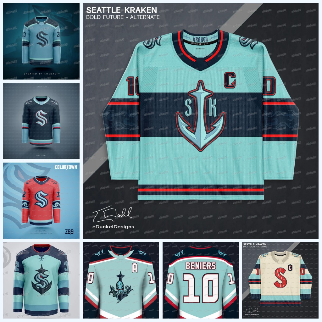 Kraken 2024-25 Hockey Concept Jersey Matty Beniers Yanni Gourde Jaden Schwart Shane Wright Andre Burakovsky Eberle Philipp Grubauer Adam Larsson Will Borgen