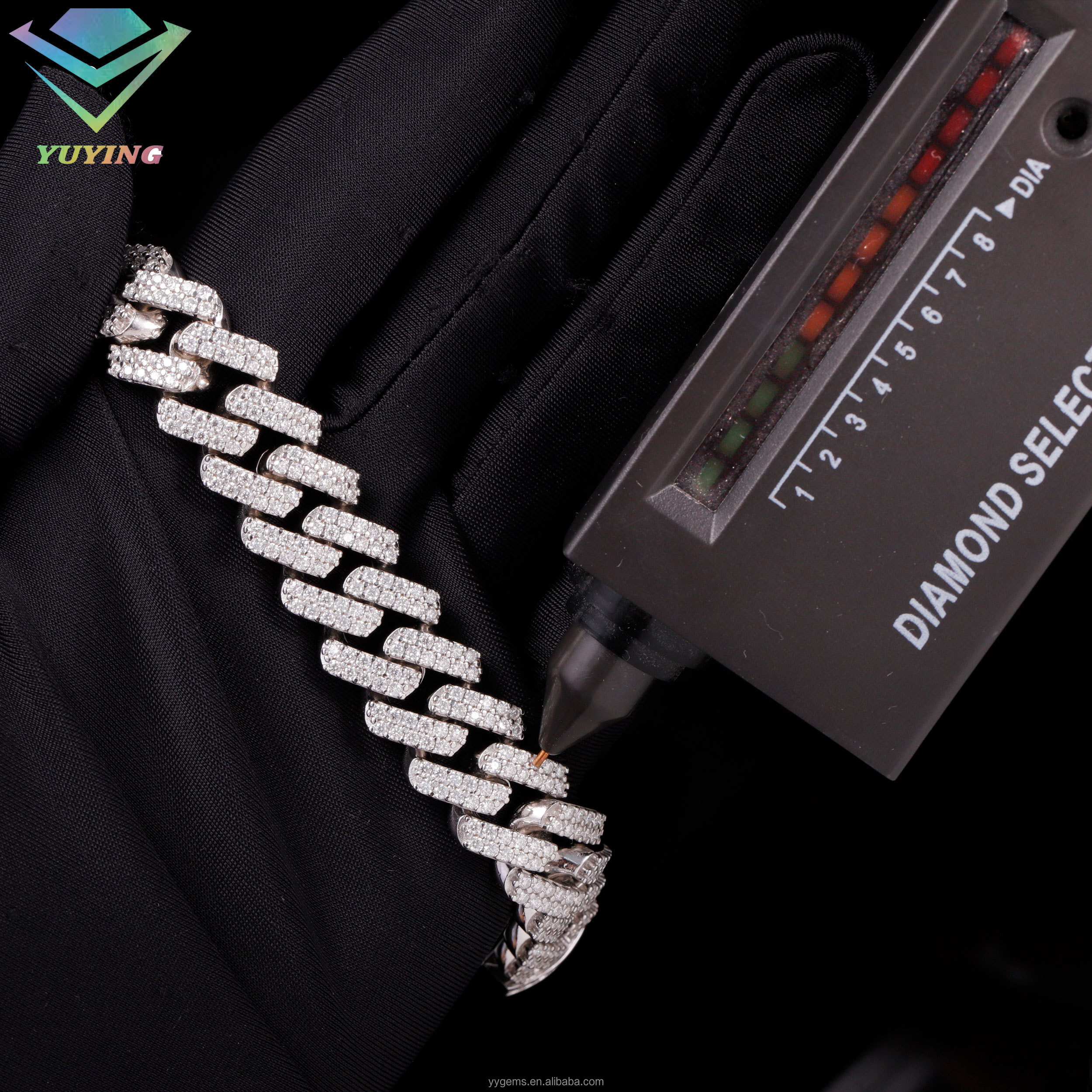 S925 Sterling with Iced Out 2row 13mm Vvs Moissanite Cuban Moissanite Diamond Chain Cuban Link Moissanite Necklace Bracelet
