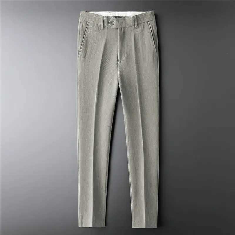 Draped Fluid Straight Trousers for Men Harem Pants Man Suits Suit Luxury Fabric Fashion Formal Thin Casual High Quality Dress UpX241023