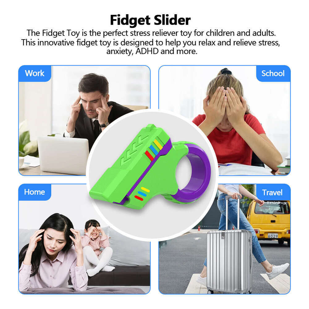 EDC Slider Magnetic Anxiety Stress Relief Fingertip Toy Adults Gifts for Him Fidget Ring Small Pistol Toys