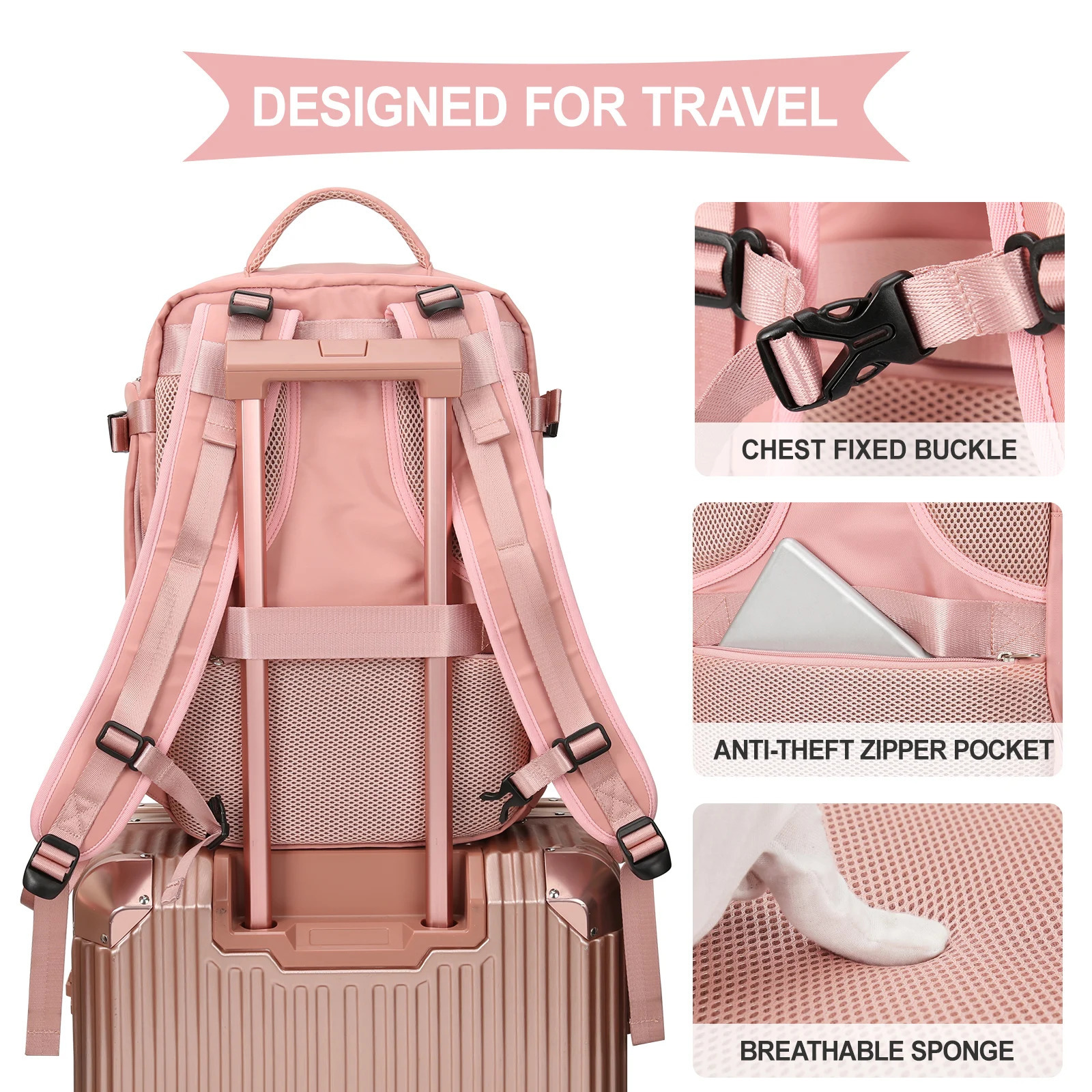 Female travel backpack Wizzair cabin backpack 40x30x20 airplane large capacity waterproof leisure bag laptop backpack 241023
