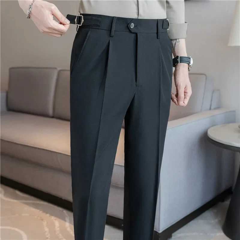 Men Dress Pants Trousers 2024 Autumn New British Style Straight Slim Fit formal Suit Pants Solid Casual Fashion Men ClothinXJ241023