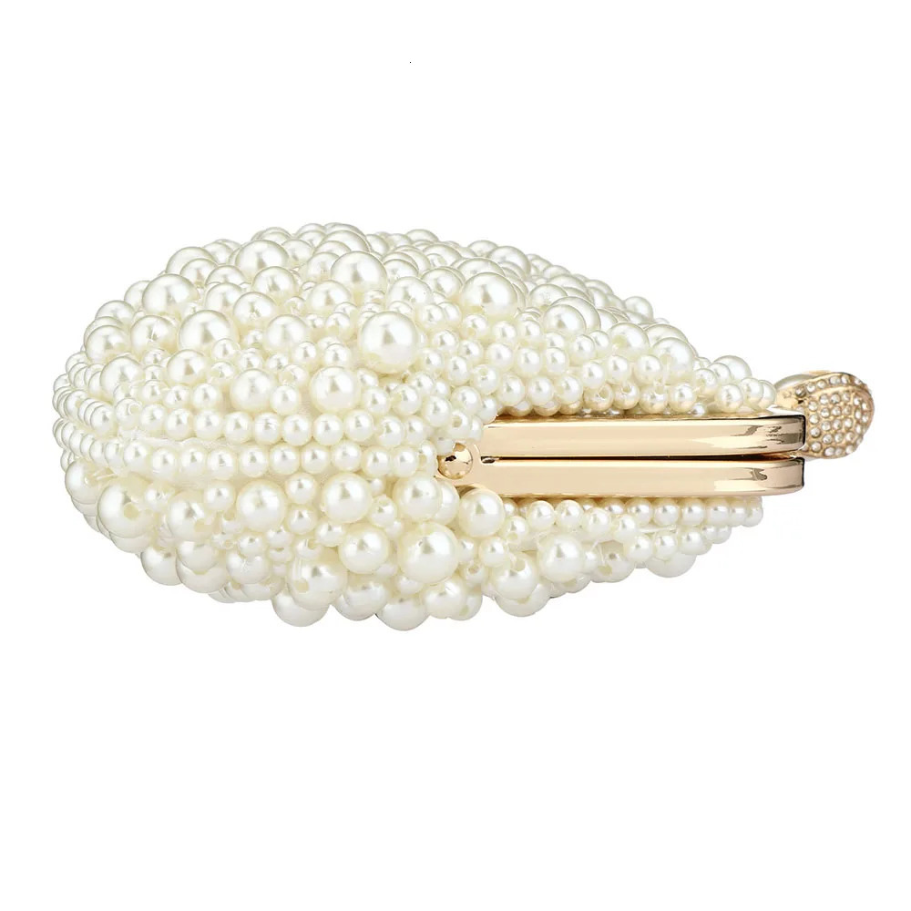 Evening Bags White Pearl Beaded Clutch Purse Party Bridal Wedding Shoulder Handbags er Bag Women Banquet Clutches 241022