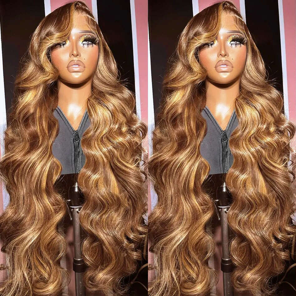 Body Highlight 4/27 13x6 HD Transparent Frontal Human Hair Wigs Colored Water Wave 13x4 Lace Front Wig For Women