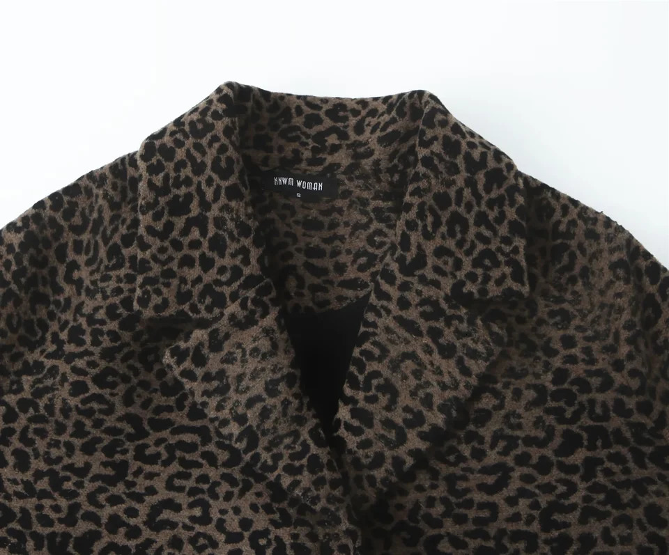 PB ZA Autumn Product Womens Fashion and Atmospheric Medium to Long Wool Blended Animal Pattern Coat 241023
