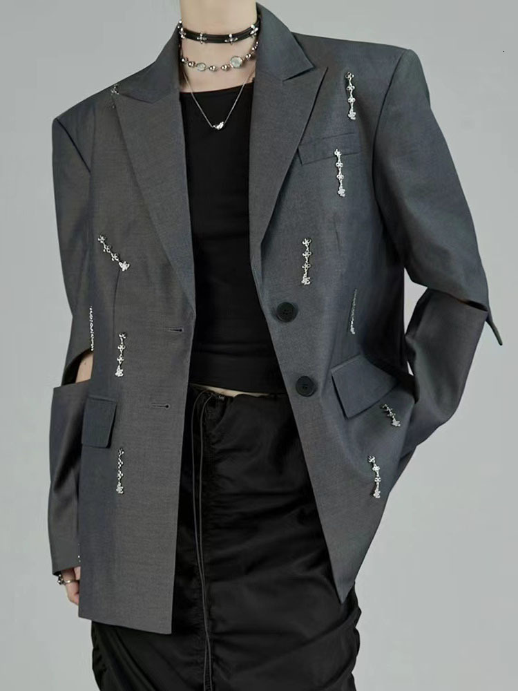 DEAT Fashion Women's Blazer Notched Collar Hollow Out Dia Tassel Decorate Loose Design Suit Jackets Summer 2024 New 7Ab3873