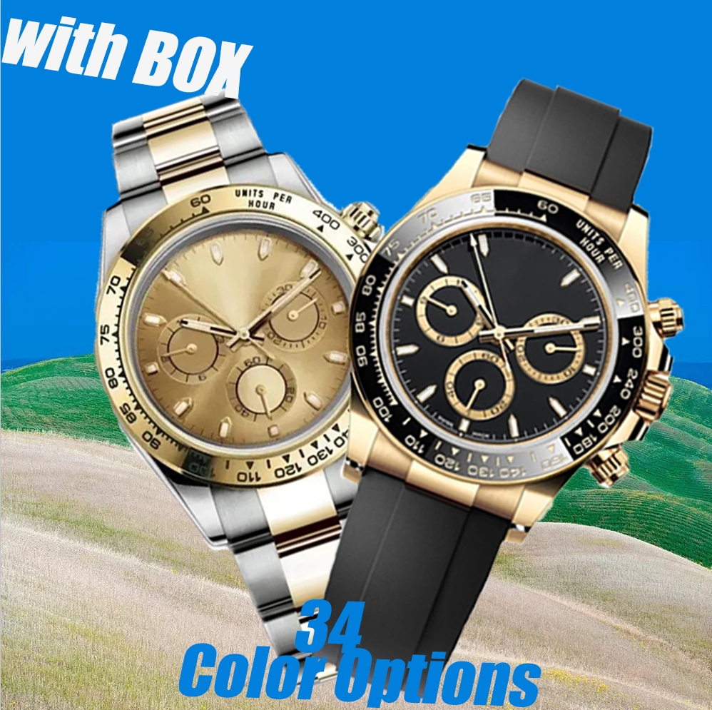 watches mechanical mens watch sapphire glass waterproof fashion 41mm watches stainless steel rubber strap business casual couple gold watch with box