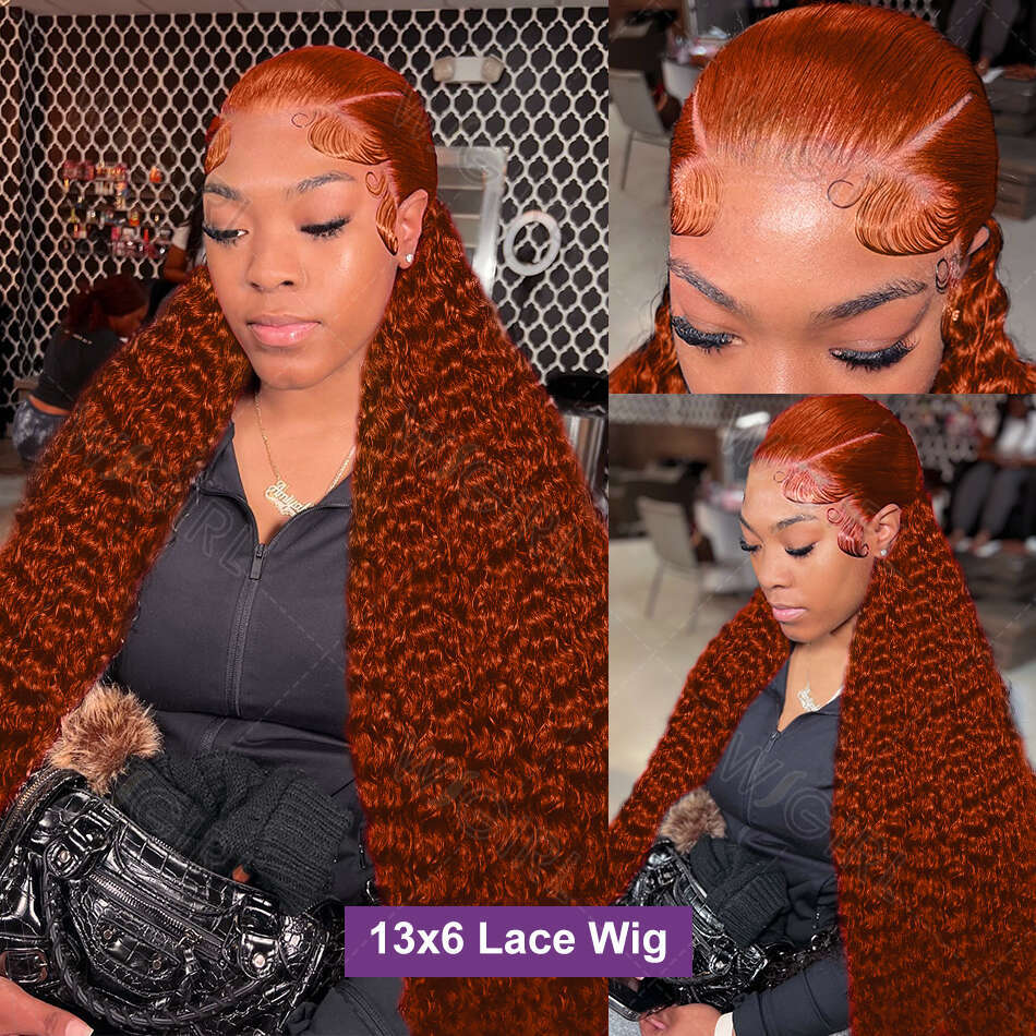 Curly Wigirl Ginger Orange x HD Lace Front Human Hair Wigs Deep Wave inch Colored Frontal Wig For Women al