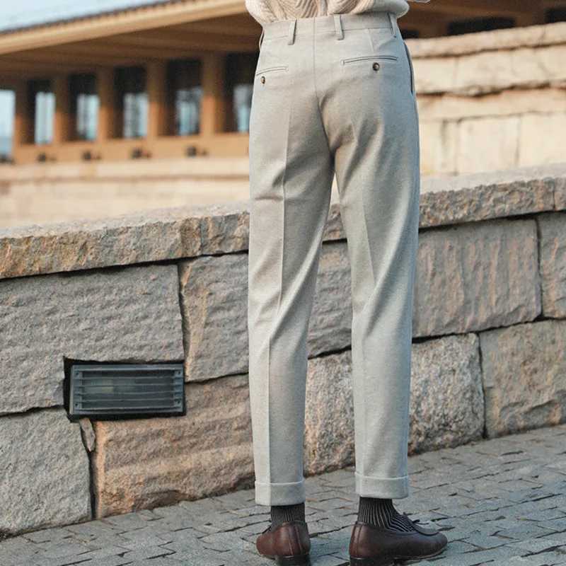 Casual Straight Trousers Men Fall Versatile Business Trousers Gentlemen Fashion Wool Blend Pant Men Dress Suit Pantalones HombreX241023