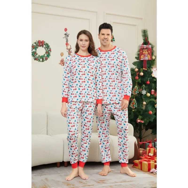 New 2024 Christmas Pajamas Set Cartoon Allover Print Parent-child Matching Outfits Casual Soft Family Look 2 Pieces Suit PyjamasXJ241008