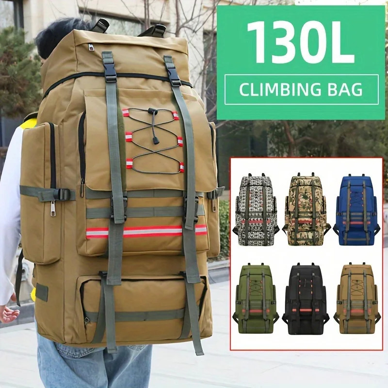130L hiking camping backpack travel large luggage bag mens hiking outdoor sports bag Molle hiking large backpack 241023