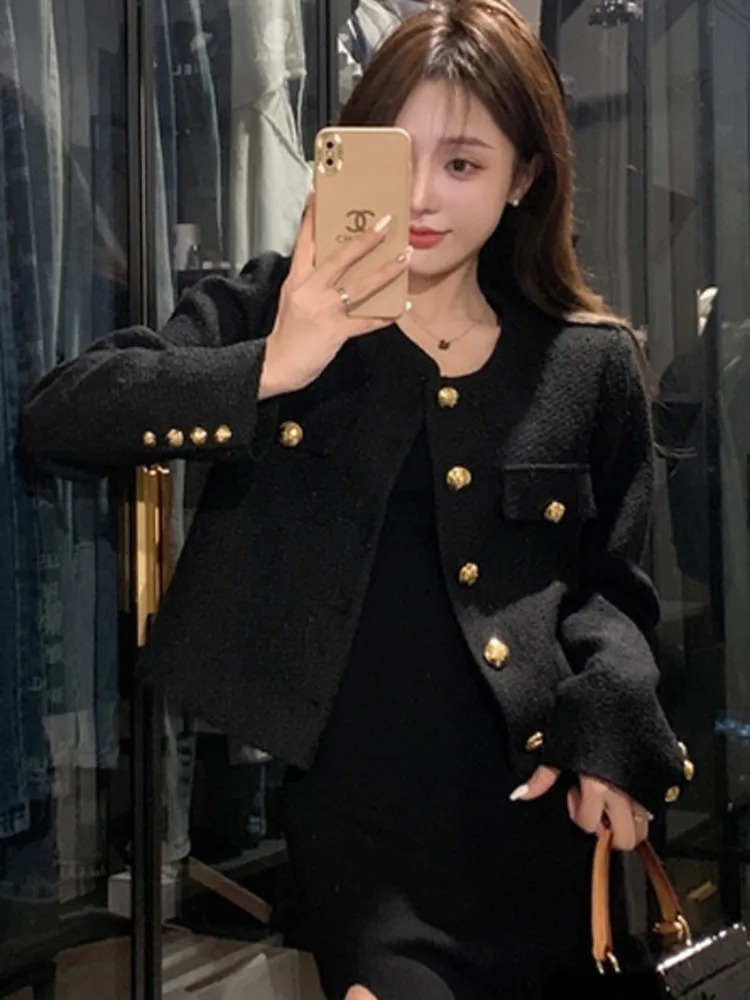 High quality fashionable little perfume tweed jacket womens elegant Korean coat spring French vintage coat 241023