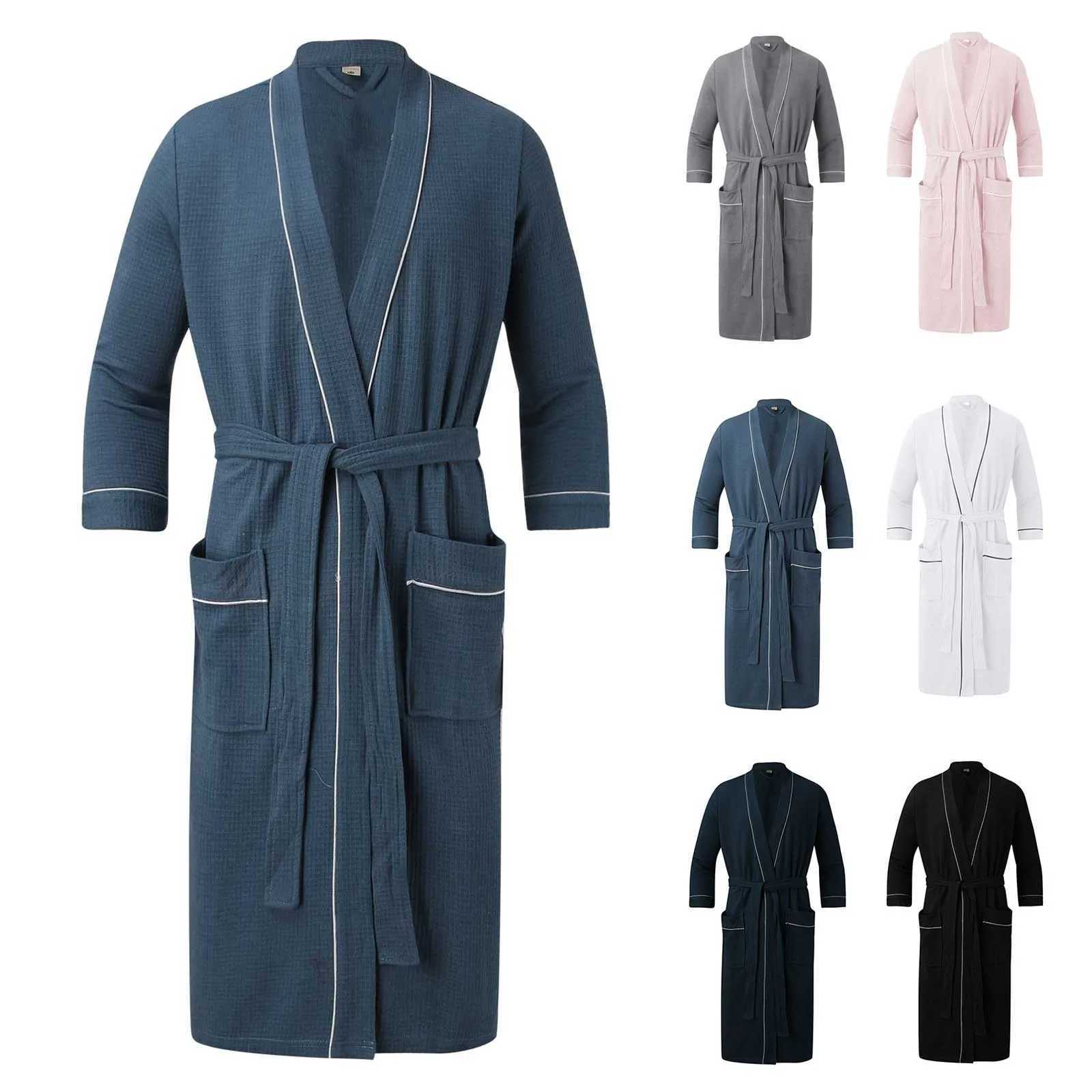 Long Sves mens bathtub thick absorbent looped bathrobe kimono mens towels bathroom solid color Spwear womens dress W241023