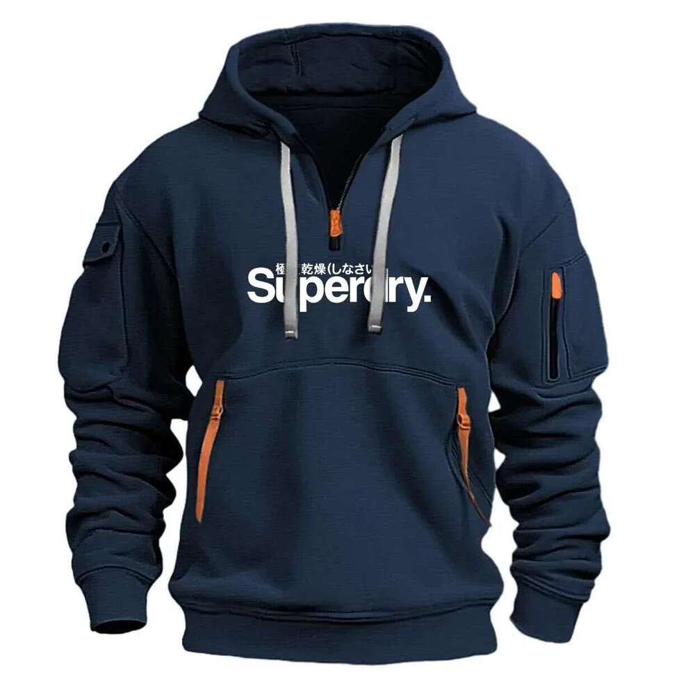 s Men brand clothing hoodie multi pocket zipper rouge casual European size pullover fashion spring fall shoes caual ize fahion pring hoe