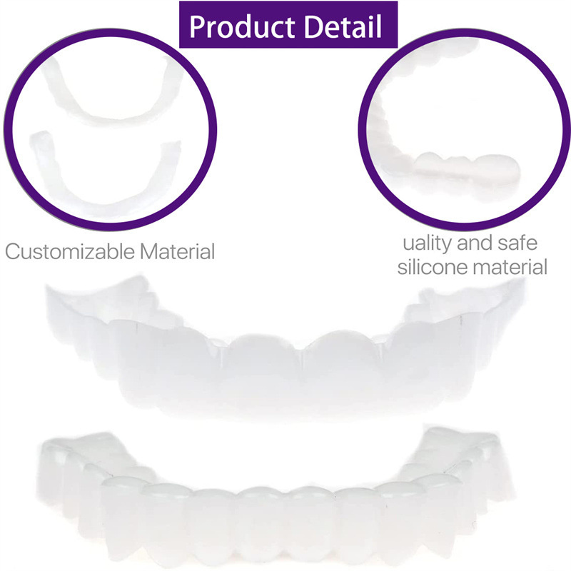 Tooth Veneer Cover Natural Temporary Fake Teeth Top and Bottom Teeth for Men and Women, Cover The Imperfect Teeth,Fix Confident Smile