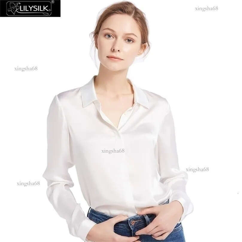 LilySilk 100 Silk Shirts Blouse Women 22 momme Basic Placket Chinese Charmeuse Natural Glossy Elegant Ladies Long sleeves 210326