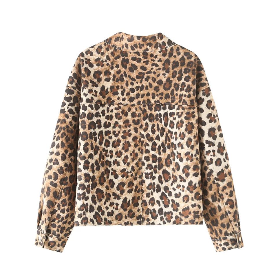 PB ZA Autumn Womens Fashion Temperature Leopard Texture Effect Jacket Long Sleeve Jacket 241023