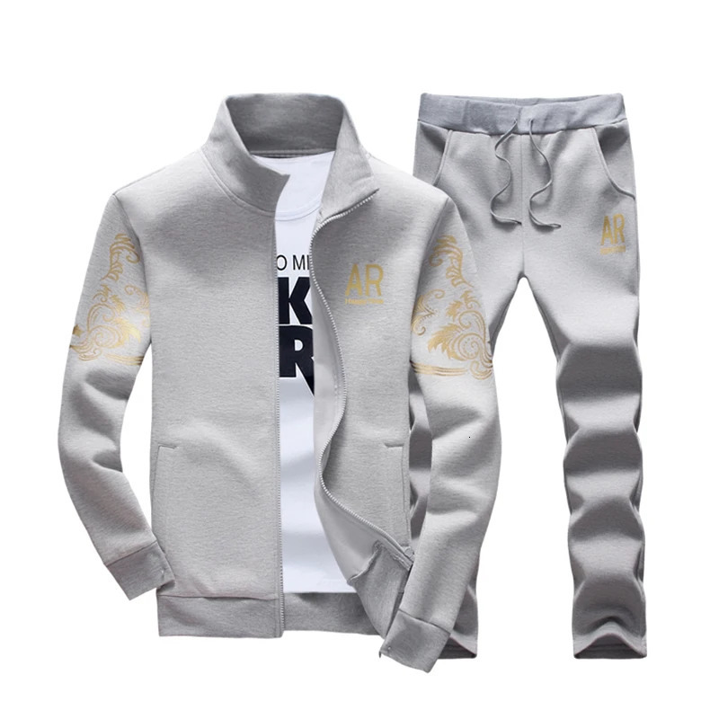 Fashion Mens Track and Field Coat Hoodie Set 2-piece Autumn Sportswear Mens Fitness Sportswear JacketPants Set 241023