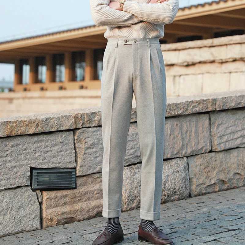 Casual Straight Trousers Men Fall Versatile Business Trousers Gentlemen Fashion Wool Blend Pant Men Dress Suit Pantalones HombreX241023