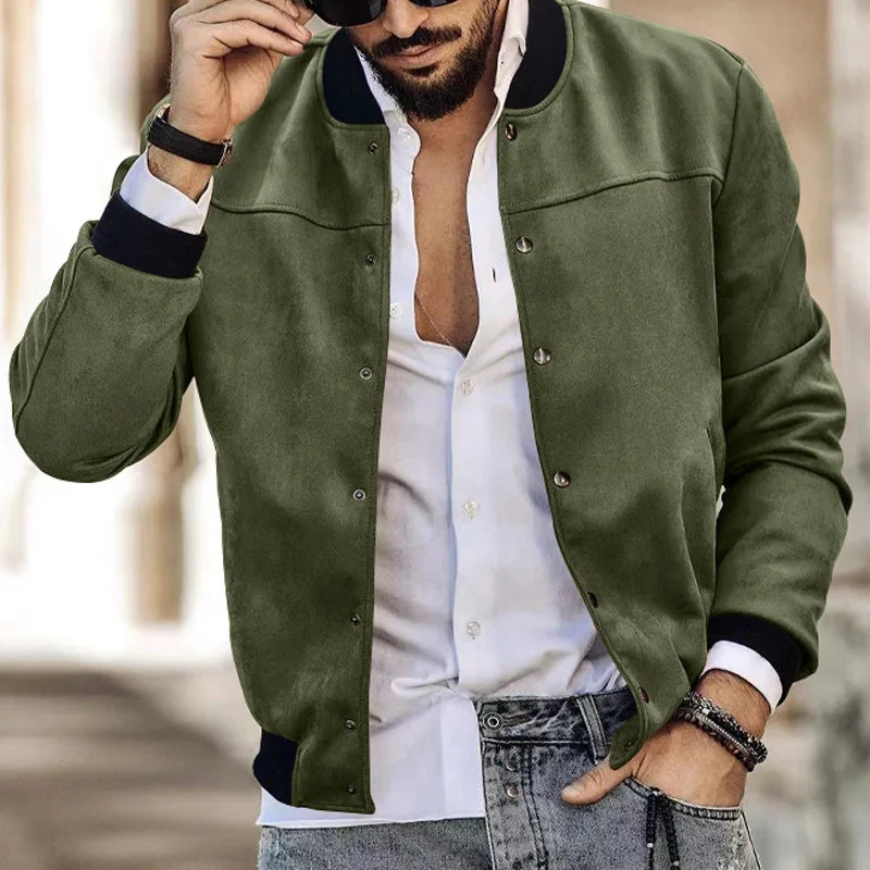 Autumn and winter suede mens button up cardigan wool sweater casual retro American jacket 241023
