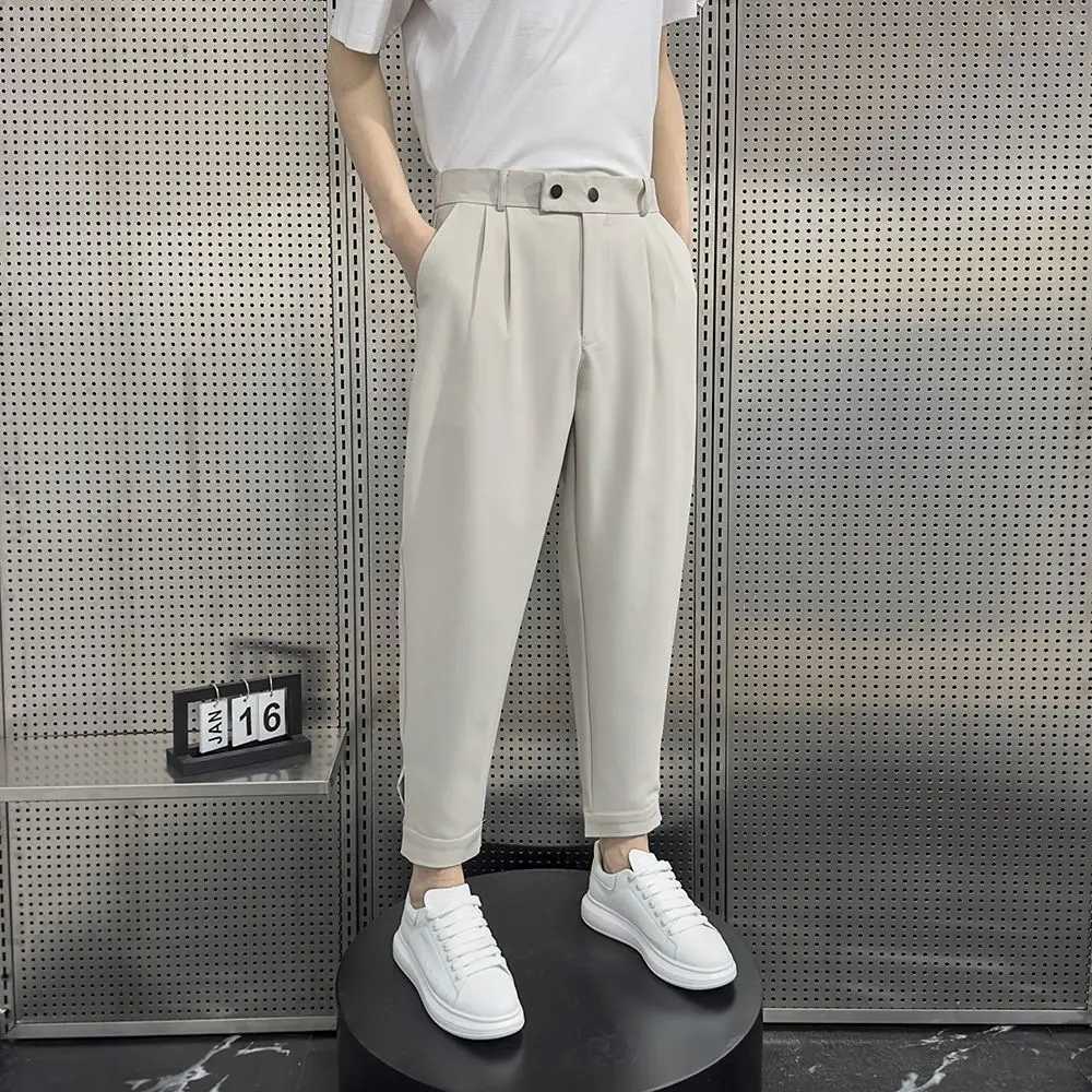 Baggy Pleated Man Suits Pants Harlan Gray Summer 2024 Korean Style Clothes Trousers for Men New in Work Wear Classic Slacks FineX241023