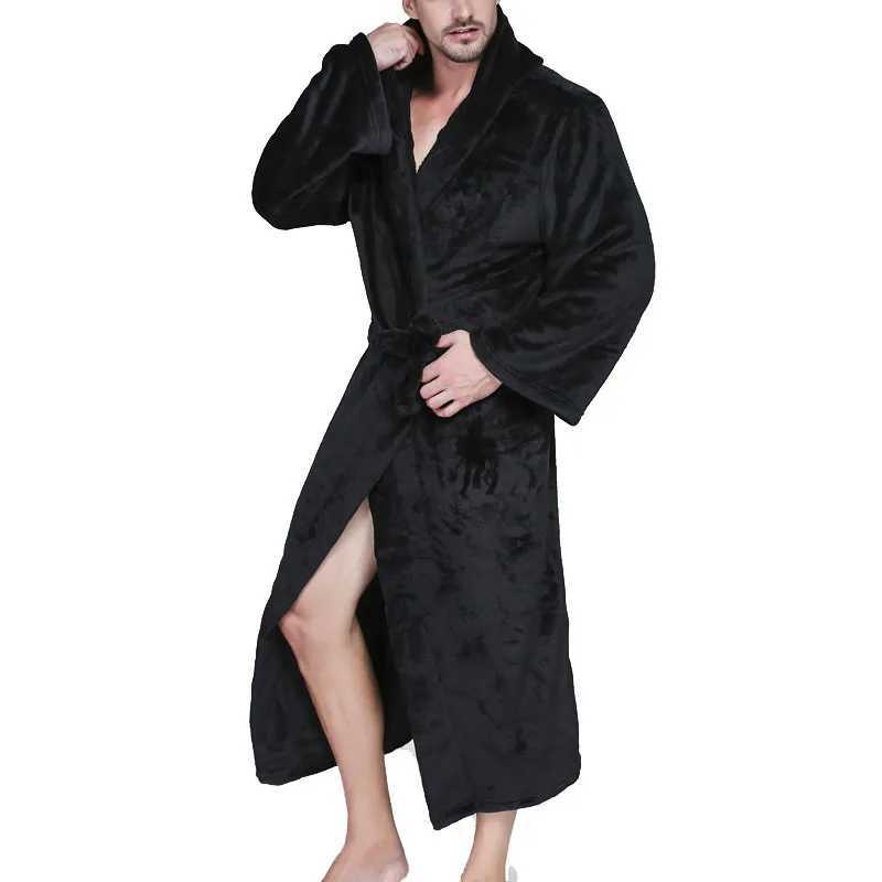Mens Winter Plus 10XL 12XL Long Flannel Fce Bathroom Kimono Warm Bath Robe Mens Comfortable Robe Night Spwear W241023