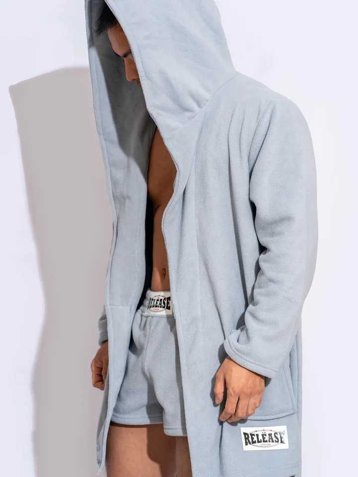 D. M mens bathroom short thick solid Fce pajamas sexy and warm autumn casual home bathrobe mens W241023
