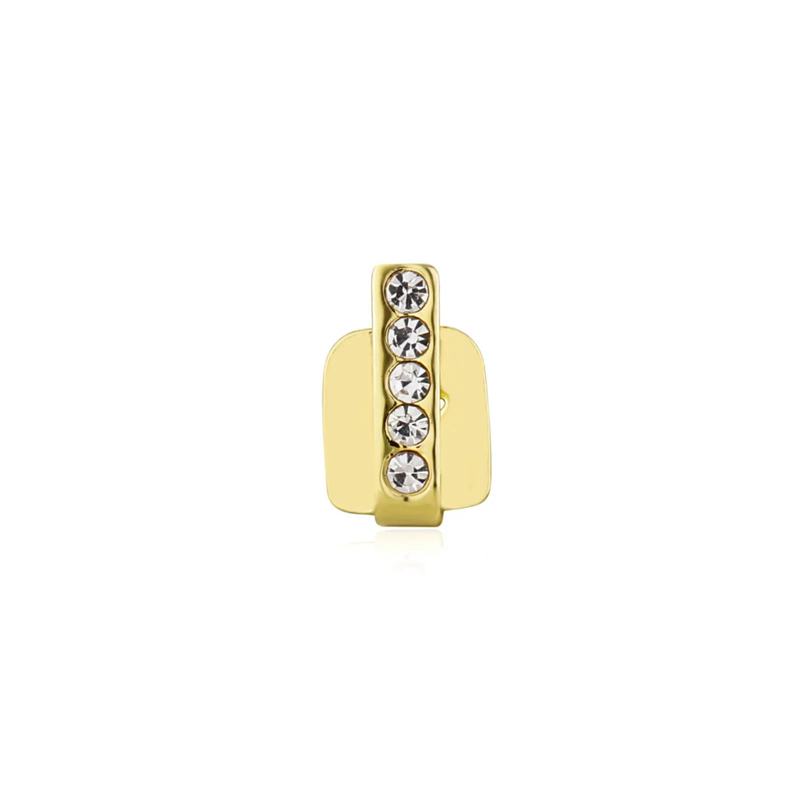 Rachelz Hip Hop Stand Bar Colorful Zircon Teeth Grill Punk 14K Gold Plated Hat Decoration Womens Jewelry Gift 241022