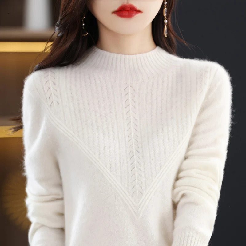 100% merino sweater womens turtleneck pullover loose knit bottoming shirt autumn and winter long sleeve cashmere top 241021